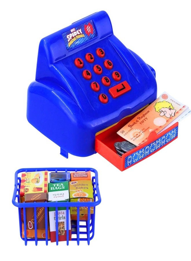 إستلو لعبة ماكينة تسجيل المدفوعات النقدية من إستيلو للأطفال من عمر 3 سنوات فما فوق | لعبة متجر لعب الأدوار مع آلة حاسبة وماسح ضوئي وأصوات وأضواء | لعبة تعليمية للأولاد - Image 1